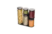 Joseph & Joseph Podium Steel Storage Clear Container Organiser Set w Silver Lid
