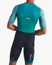 Light Speed Sleeved Trisuit, 2XU, XS, Forest Green/Raft, Male