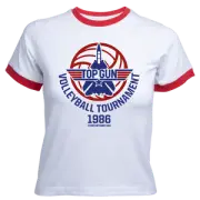 Top Gun Volleyball Tournament Women's Cropped Ringer T-Shirt - White Red