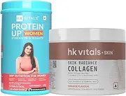 HealthKart hk vitals Skin Radiance Marine Collagen Supplement (Orange, 100g) with ProteinUp Women, Triple Blend Whey Protein (Chocolate, 400g) | Combo Pack, powder, 2 count, 25 Servings