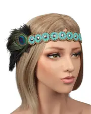 1920s Peacock Feather Vintage Bridal Great Gatsby Flapper Headpiece