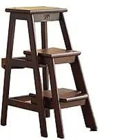 3 Tier Foldable Step Stool Footstool Ladder Flower Stand Portable Wooden Ladder Library Ladder Bookshelf Plant Stand for Home Kitchen Office Bearing 330lbs