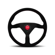 MOMO MONTECARLO STEERING WHEEL 320MM DIAMETER BLACK ALCANTARA WITH RED STITCHING