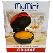 Nostalgia MyMini Deluxe Griddle Red Non Stick 5" Mini Compact Pancake Maker New