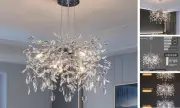 Modern Tree Branch Crystal Chandelier Luxury Crystal Pendant 18" Round Silver