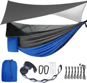 Camping Hammock with Mosquito Bug Net Tent and Rain Fly Tarp, Portable Single Do