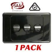 1 x 3 Gang BLACK Wall Switch - 2 Way Switching - Electrical Light Switch - SAA
