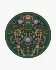 245' Round | Machine Washable Runner Rug | Kid & Pet Friendly | Indoor Rug | Iris Apfel Protea Forest Green Tufted Rug | Ruggable