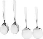 Amosfun 4Pcs Stainless Steel Kitchen Spoons Multipurpose Soup Scoops Serving Spoons for Home Hotel and Restaurant Use Easy Clean Rustproof