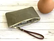 Waxed Canvas Pouch With Wristlets Heavy Duty Waxed Canvas Zipper Pouch Tool bag