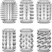 6 pcs Silicon Penis Sleeve Set Silicon Penis Rings Enhancing Enhance Men Cock Rings with Stretchy Textured Studied Stretchy Adult Sex Toys for Men Couple
