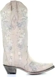 CORRAL LADIE'S WHITE FLORAL EMBROIDERY & CRYSTALS, SNIP TOE, 8.5, White