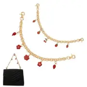 2 PCS Gold Decorative Bag Chain, Purse Chain Strap Strawberry + Rose