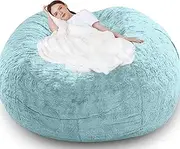 Bean Bag Cover Bean Bag Chairs for Adults Large Soft Bean Bag Chairs Cover Without Filling Giant Fluffy Moon Pod Lazy Sofa Bean Bag Bed,blue-7FT