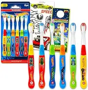 Hot Wheels Toothbrush Set - Bundle with 6 Toothbrushes Featuring Racecars Plus Decal, More | Hot Wheels Oral Hygiene Kit for Kids and Toddlers