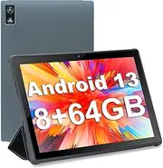 Tablet 10.1 inch Android Tablet 13 2024 Octa-Core Processor Tablet, 8GB(4+4Expension) 64GB Storage 512GB Expand, 5GWiFi & Bluetooth 5.0, Drop-Proof Case, Dual Camera, Long Life Battery, GMS Tablet