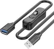 tunghey USB 3.0 Extension Cable with On Off Switch, Support Data and Power Type A Male to Female Extension Cord Compatible with USB-Powered Fans, Lights, LEDs, and Other Devices (0.3M)