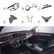 Carbon Fiber ABS Center Console Stripe Pillar Speaker Cover Trim For Civic 16-21