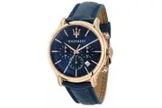 Maserati Epoca Chronograph Blue Dial Leather Strap Quartz R8871618013 100M Men's Watch