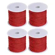 4 Rolls Nylon Beading Thread Knotting Cord 0.8mm 50 Yards Satin String, Red