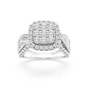 Halo Square Look Ring with 1.00ct of Diamonds in 9kt White Gold