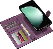 for Galaxy S23 FE Wallet Case,for Samsung S23 FE 5G Flip Case,2 in 1 Magnetic Detachable Case with Card Holders Stand Feature PU Leather Phone Cover-Dark Purple