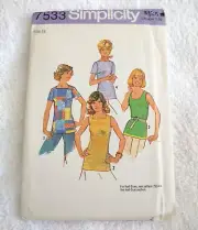 Simplicity Misses Tops Pattern 7533 Size 14 From 1976
