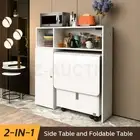 Side Dining Table Folding 2in1 Cabinet Hall Kitchen Console Storage Shelves Desk