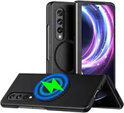 [Ephoou] Magnetic Case for Samsung Galaxy Z Fold 4, [Compatible with MagSafe] Dual Layer Military Grade Drop Shockproof Anti-Scratch [Wireless Charging] Phone Case for Samsung Galaxy Z Fold4 QHMS-Black