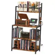 Record Player Stand with Vinyl Storage, Turntable Stand Holds Up to 300