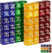 SIXPOINTS 48Pcs 12mm MTG Counter Dice Plus 1 Life Counters +1/+1 Tokens 4 Color 6 Sided Dice Set with Case for Magic The Gathering, MTG, TCG, Card Games Accessories (Blue &Yellow &Red &Green)