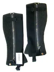 HALF CHAPS HORSE RIDING EQUESTRIAN BLACK AMARA WASHABLE WITH DIAMONTE ZIP