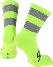 [X AUTOHAUX] Cycling Socks Anti-Friction l Outdoor Bike Socks Green,Grey Unsex 1 Pair Color Matching Reflective
