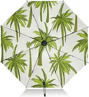 [RPLIFE] Travel Umbrella, Lightweight Portable Auto Open Close for Women, Travel Umbrellas for Rain, Wind and Sun, Green Palm Trees Beige