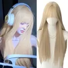 Fake Hair Blond Wig with Bangs Air Bangs Lolita Cosplay Wigs Daily Wear