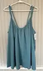 NWT Old Navy Tank Top Blouse Textured Stretchy Tie In The Back Teal- XL Tall
