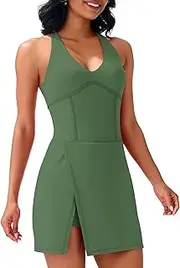 [JOYSPELS] 2025 Athletic Tennis Dress for Women with Built-in Bra & Shorts Pockets V Neck Spring Summer Dresses