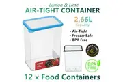 12x Large AirTight Food Storage Containers 2.6L Box BPA FREE Plastic Rice Cereal