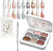 Nail Gel Paint Palette | 9 Colors Women Nail Craft Painting Gel - Fingernails Manicure Polish with Sponges Lasting for Beginners Professionals Wedding Gathering