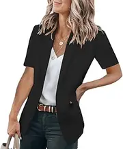 [Cicy Bell] Women's Casual Blazer Short Sleeve Lapel Open Front Work Office Jacket