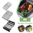 Adjustable Dish Drying Rack Multipurpose Sink Cleaning Basket Counter