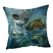 How Deep is the Ocean Fantasy Art Mermaid Cushion Cover