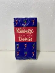 Vintage 1987 Kleenex Pocket Pack Tissues Tennis Motif Packing Sealed! USA
