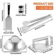6Pcs Smash Burger Kit with Lid Griddle Spatula 5.5 Inch Stainless Steel KoAnO
