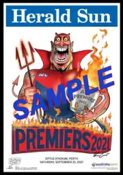 2021 MARK KNIGHT PREMIERSHIP POSTER FRAMED MELBOURNE DEMONS AFLPREMIERS