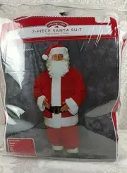 Holiday Time Santa Claus Suit Seven Piece Set One Size Christmas Costume Cosplay
