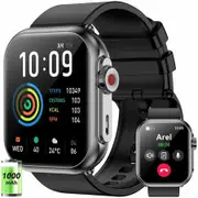 Smart Watch for Men Women,1000mAh Battery 100-Day Standby Time,1.85In HD Screen,110+ Sport Modes,IP68 Waterproof,Fitness Watch for Android/iOS (Black)