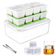2 INCH Large Ice Cube Trays with Lid & Bin, Square Large Ice Cube Mold,Silico...