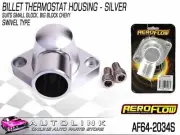 AEROFLOW BILLET THERMOSTAT HOUSING SILVER FOR SMALL & BIG BLOCK CHEV V8 SWIVEL