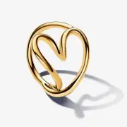 New Authentic Pandora Shine Gold Organically Shaped Heart Ring 163288C00-50 UK K